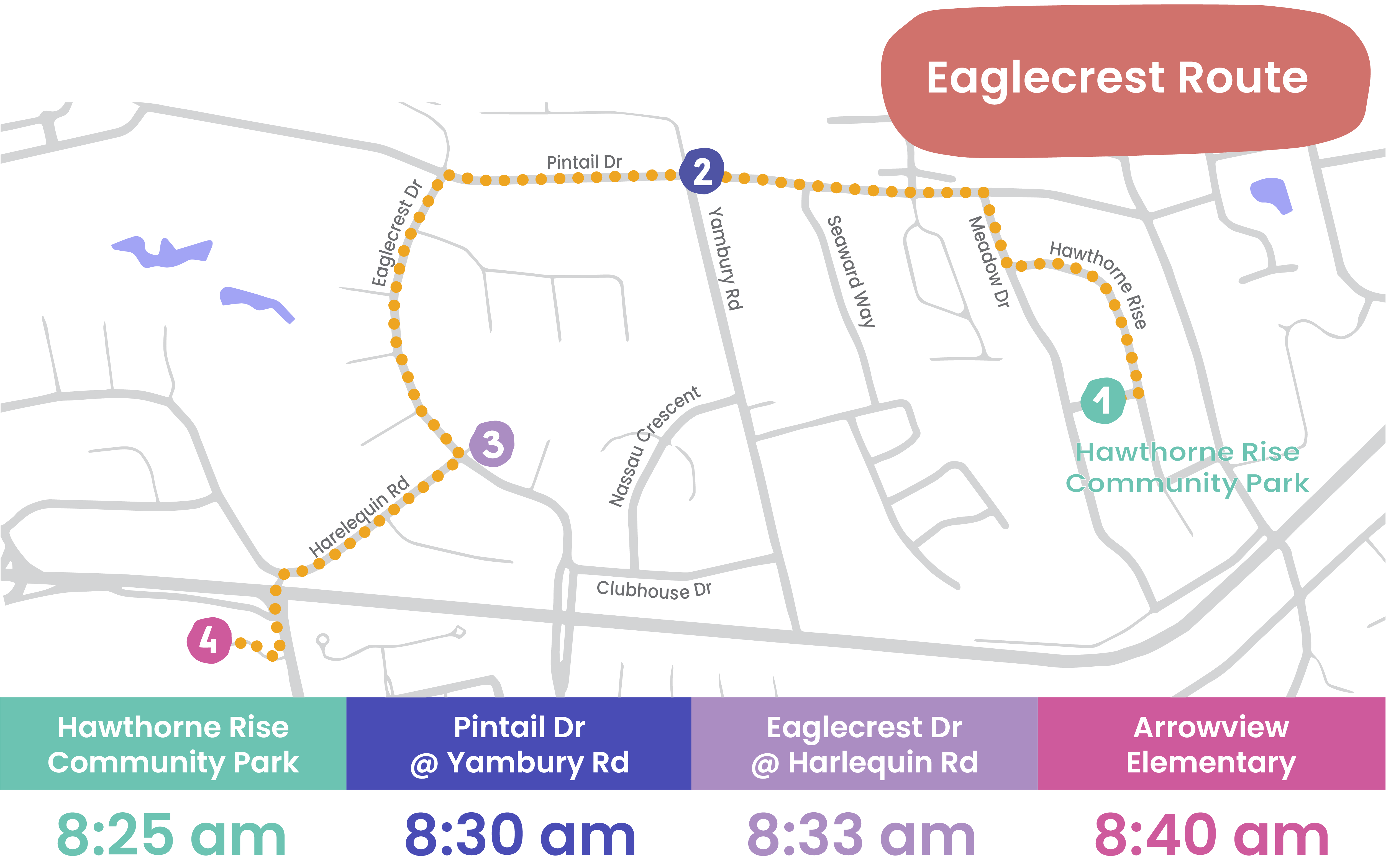 Bike Bus route map and schedule for the Eaglecrest route